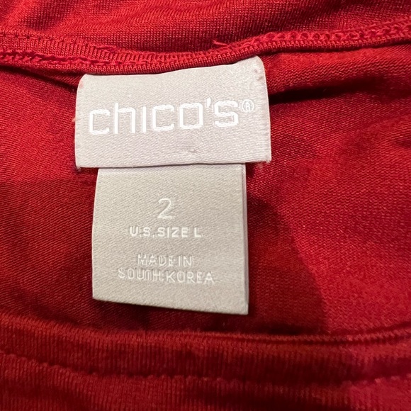 Chico’s Red 3/4 Sleeve T-Shirt Tunic Top - Picture 2 of 12